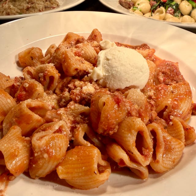 Rigatoni Bolognese.