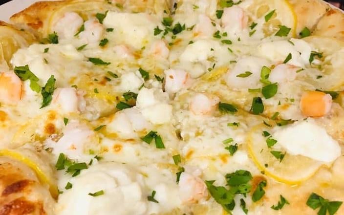 Shrimp Scampi Pizza.